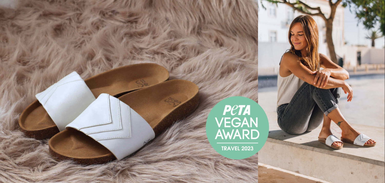 Fünve vegane Slides Sandalen Pantoletten, fair produziert in Portugal